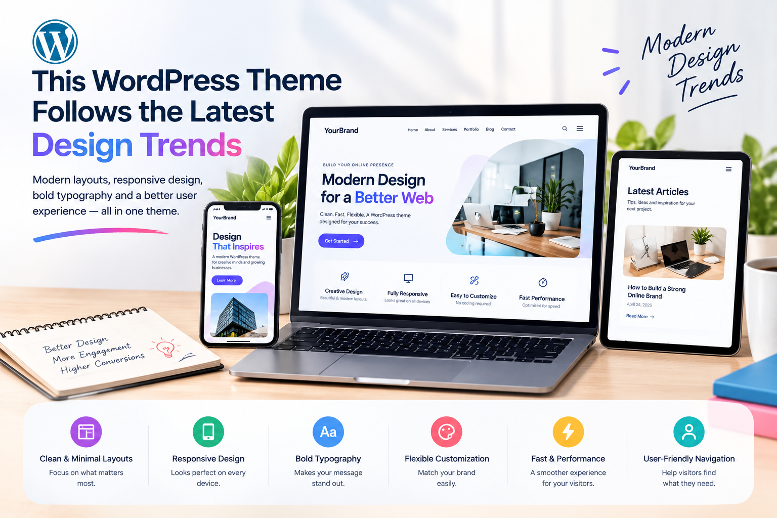 This WordPress Theme Follows the Latest Design Trends